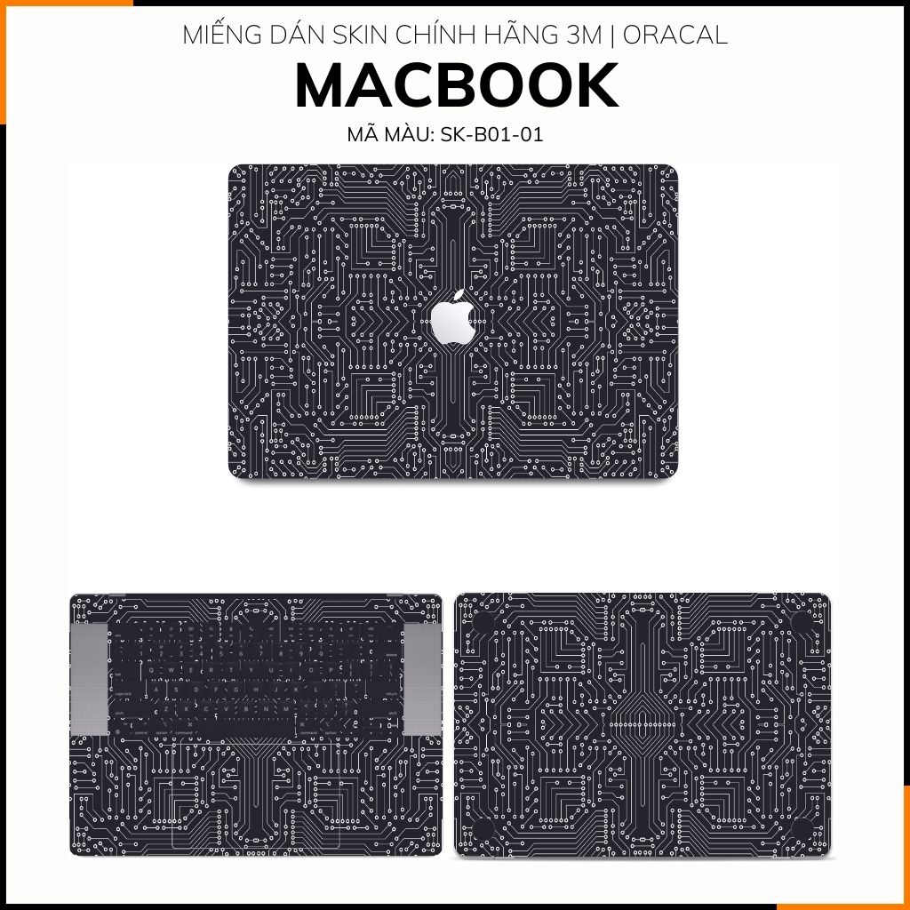 Dán skin macbook pro, macbook air chính hãng 3M nhập khẩu USA - SKIN 3M - MACBOOK - ELECTRIC BLACK  - SK B01 01  phụ kiện điện thoại huỳnh tân store