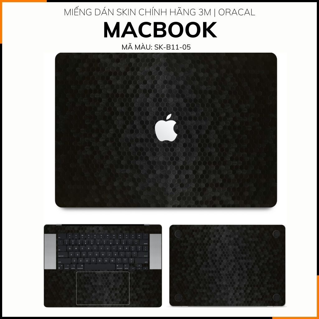 Dán skin macbook pro, macbook air chính hãng 3M nhập khẩu USA -SKIN 3M - MACBOOK - HONEYCOMB BLACK - SK-B11-05 phụ kiện điện thoại huỳnh tân store