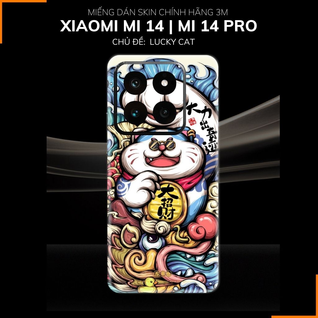 Dán skin điện thoại Xiaomi Mi 14 , Mi 14 Pro full body và camera nhập khẩu chính hãng USA in hình LUCKY CAT - SKD Y16 phụ kiện điện thoại huỳnh tân store
