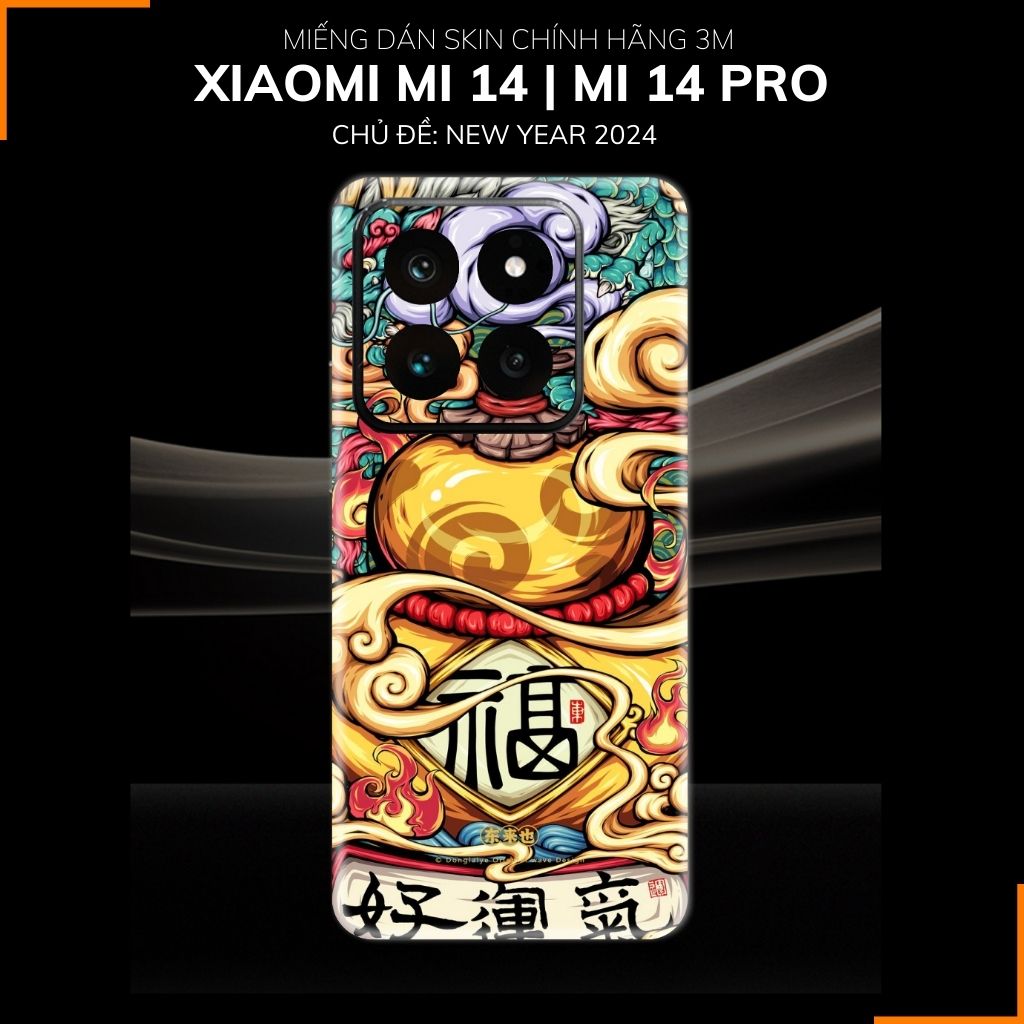 Dán skin điện thoại Xiaomi Mi 14 , Mi 14 Pro full body và camera nhập khẩu chính hãng USA in hình NEW YEAR 2024 - SKD Q49 phụ kiện điện thoại huỳnh tân store