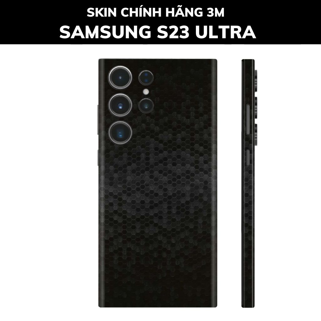 Dán skin điện thoại Samsung S23 Ultra full body và camera nhập khẩu chính hãng USA phụ kiện điện thoại huỳnh tân store - HONEYCOMB BLACK - Warp Skin Collection