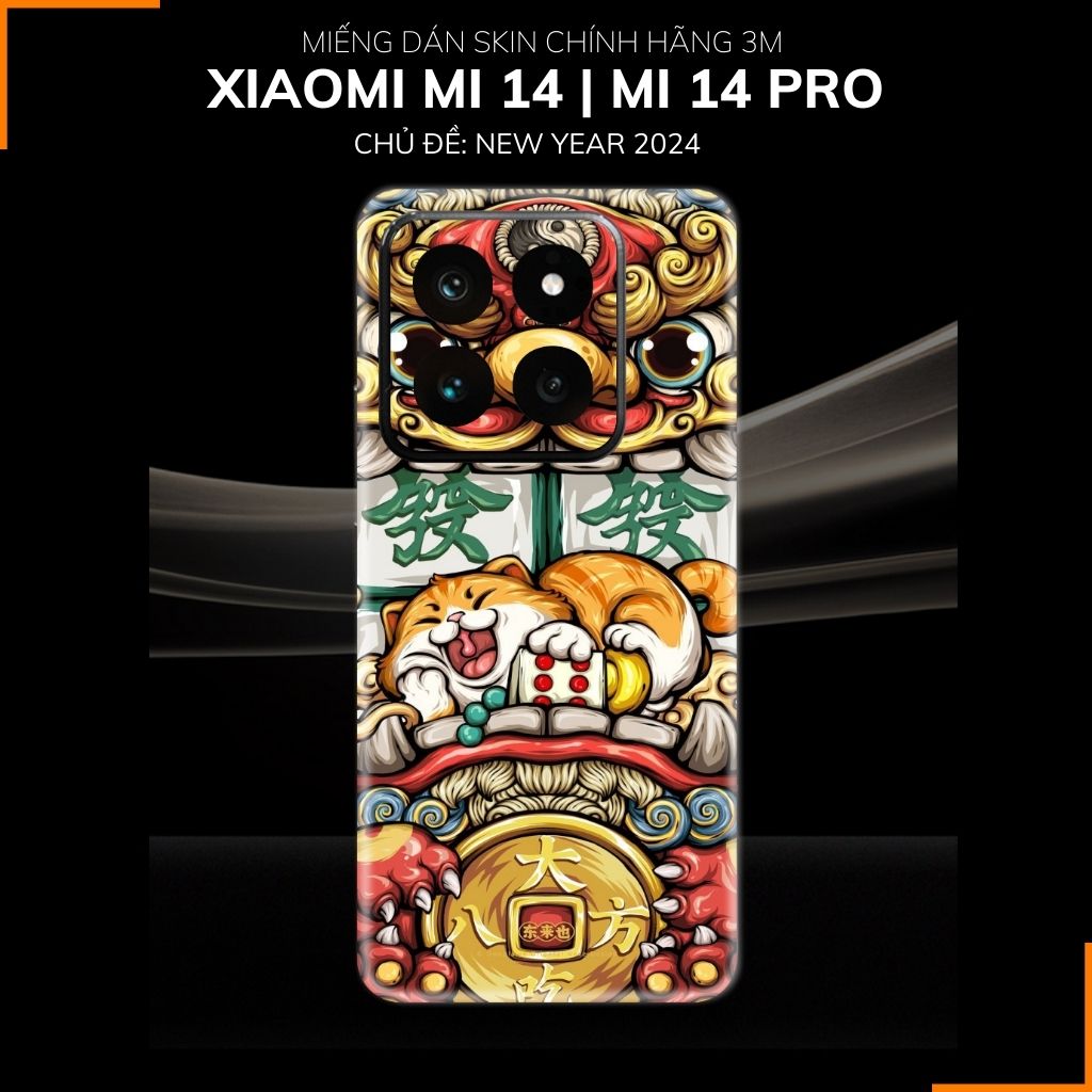 Dán skin điện thoại Xiaomi Mi 14 , Mi 14 Pro full body và camera nhập khẩu chính hãng USA in hình NEW YEAR 2024 - SKD Q43 phụ kiện điện thoại huỳnh tân store