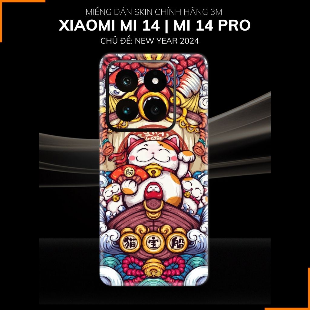 Dán skin điện thoại Xiaomi Mi 14 , Mi 14 Pro full body và camera nhập khẩu chính hãng USA in hình NEW YEAR 2024 - SKD Q31 phụ kiện điện thoại huỳnh tân store