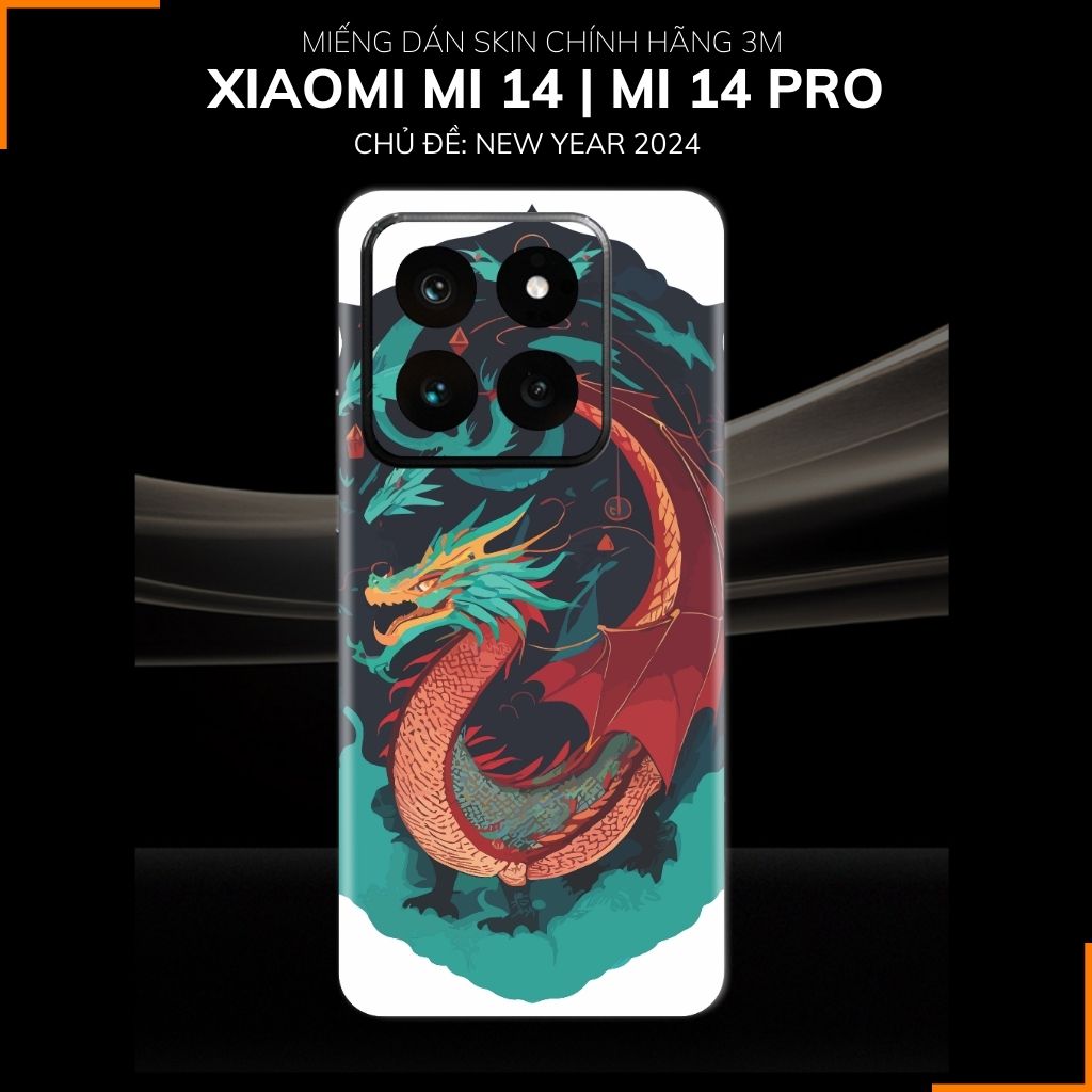 Dán skin điện thoại Xiaomi Mi 14 , Mi 14 Pro full body và camera nhập khẩu chính hãng USA in hình NEW YEAR 2024 - SKD Q03 phụ kiện điện thoại huỳnh tân store