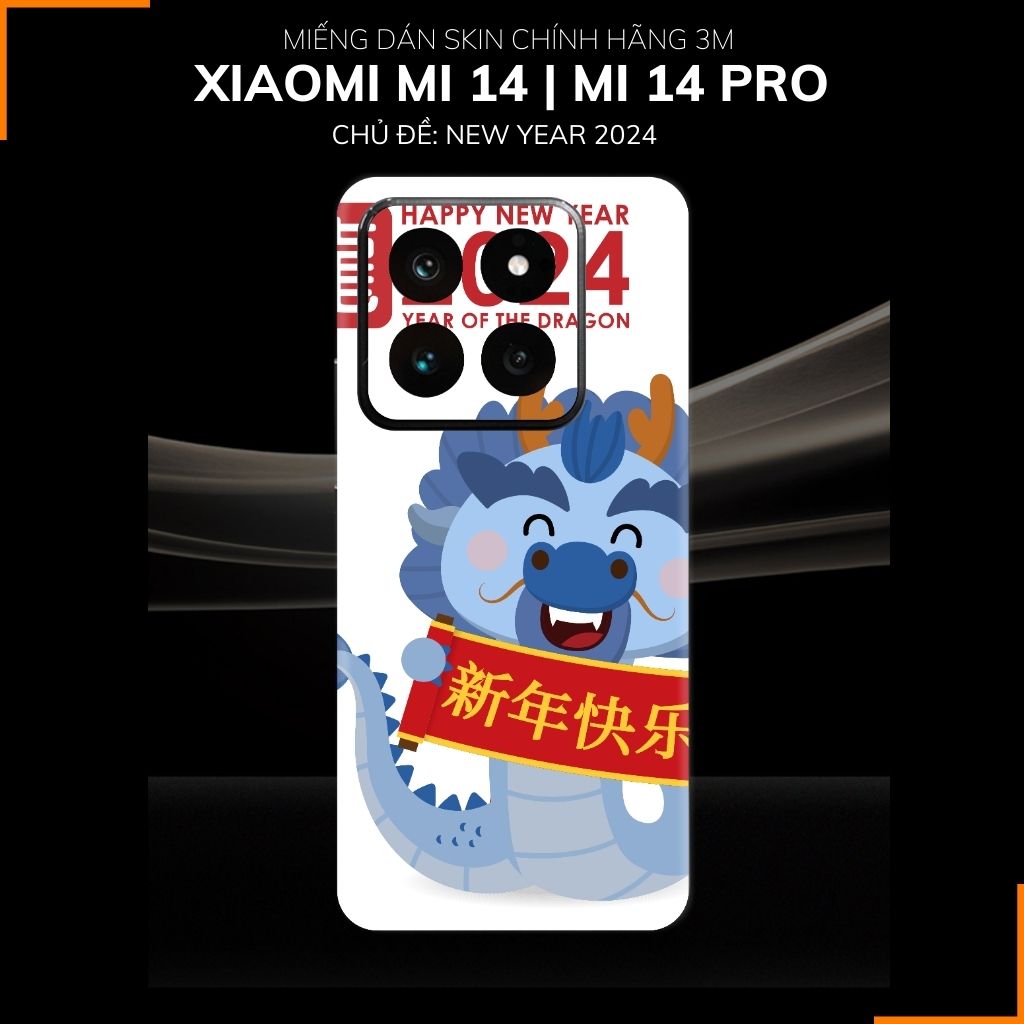 Dán skin điện thoại Xiaomi Mi 14 , Mi 14 Pro full body và camera nhập khẩu chính hãng USA in hình NEW YEAR 2024 - SKD Q24 phụ kiện điện thoại huỳnh tân store