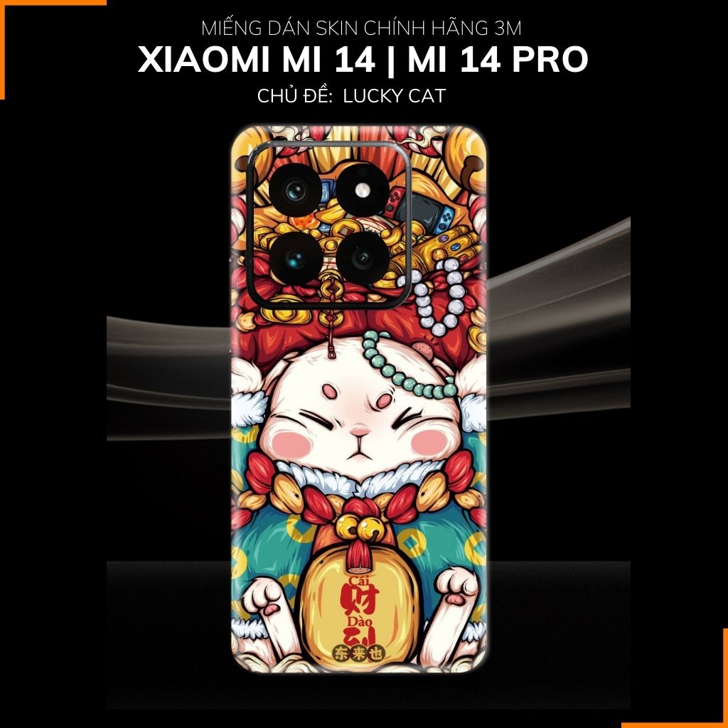 Dán skin điện thoại Xiaomi Mi 14 , Mi 14 Pro full body và camera nhập khẩu chính hãng USA in hình LUCKY CAT - SKD Y11 phụ kiện điện thoại huỳnh tân store