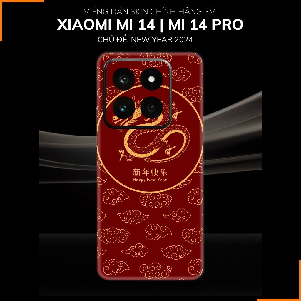 Dán skin điện thoại Xiaomi Mi 14 , Mi 14 Pro full body và camera nhập khẩu chính hãng USA in hình NEW YEAR 2024 - SKD Q09 phụ kiện điện thoại huỳnh tân store