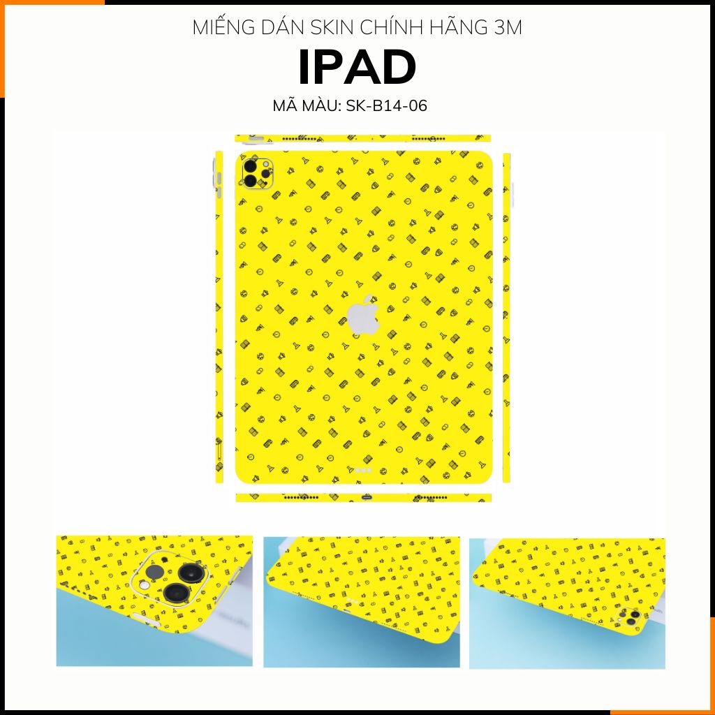 Dán skin ipad , ipad pro, ipad air , ipad mini full body và camera chính hãng 3M - MANY STICKER YELLOW -  SK B14 06 phụ kiện điện thoại huỳnh tân store