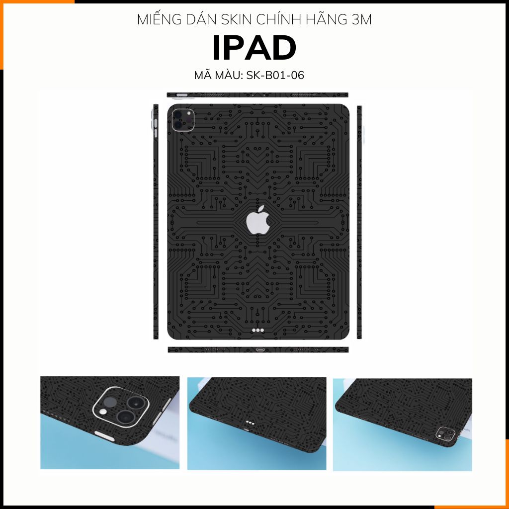 Dán skin ipad , ipad pro, ipad air , ipad mini full body và camera chính hãng 3M - ELECTRIC BLACK FULL -  SK B01 06 phụ kiện điện thoại huỳnh tân store