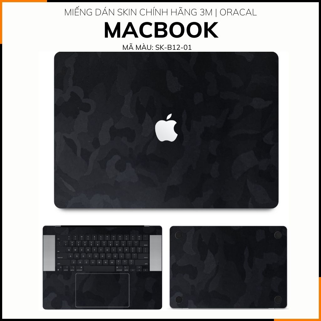 Dán skin macbook pro, macbook air chính hãng 3M nhập khẩu USA - SKIN 3M - MACBOOK - CAMO BLACK - SK-B12-01 phụ kiện điện thoại huỳnh tân store
