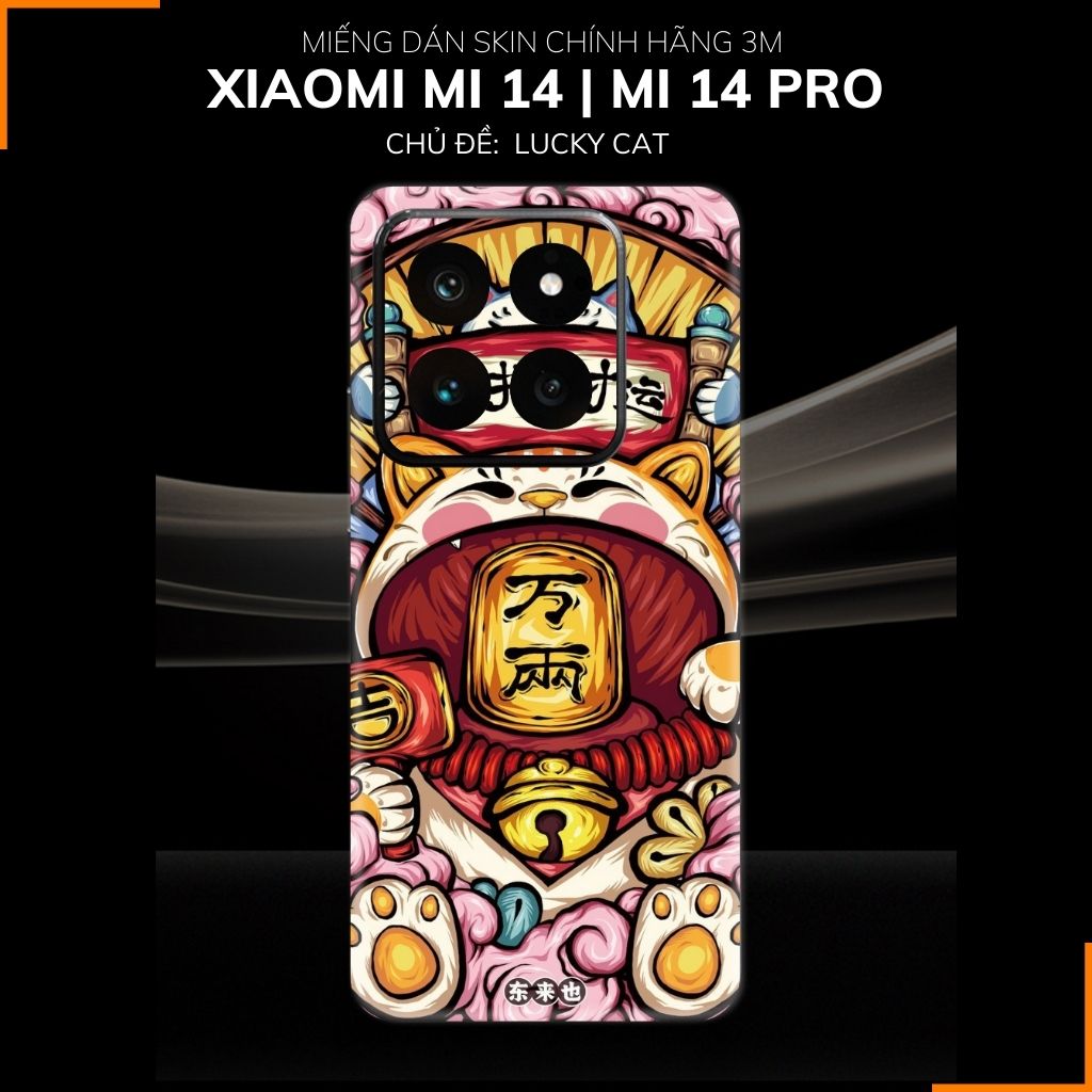 Dán skin điện thoại Xiaomi Mi 14 , Mi 14 Pro full body và camera nhập khẩu chính hãng USA in hình LUCKY CAT - SKD Y01 phụ kiện điện thoại huỳnh tân store