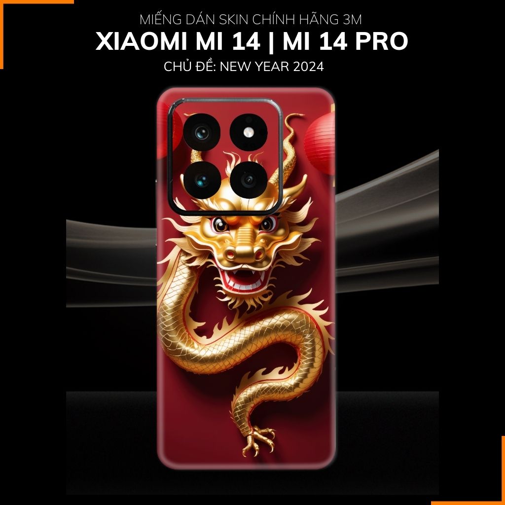 Dán skin điện thoại Xiaomi Mi 14 , Mi 14 Pro full body và camera nhập khẩu chính hãng USA in hình NEW YEAR 2024 - SKD Q17 phụ kiện điện thoại huỳnh tân store