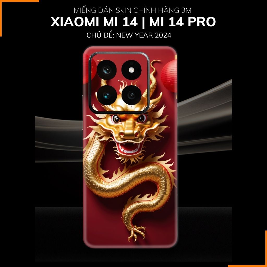 Dán skin điện thoại Xiaomi Mi 14 , Mi 14 Pro full body và camera nhập khẩu chính hãng USA in hình NEW YEAR 2024 - SKD Q17 phụ kiện điện thoại huỳnh tân store