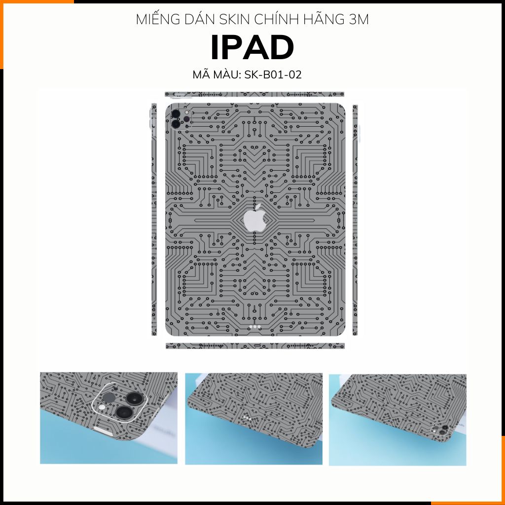 Dán skin ipad , ipad pro, ipad air , ipad mini full body và camera chính hãng 3M - ELECTRIC WHITE -  SK B01 02 phụ kiện điện thoại huỳnh tân store