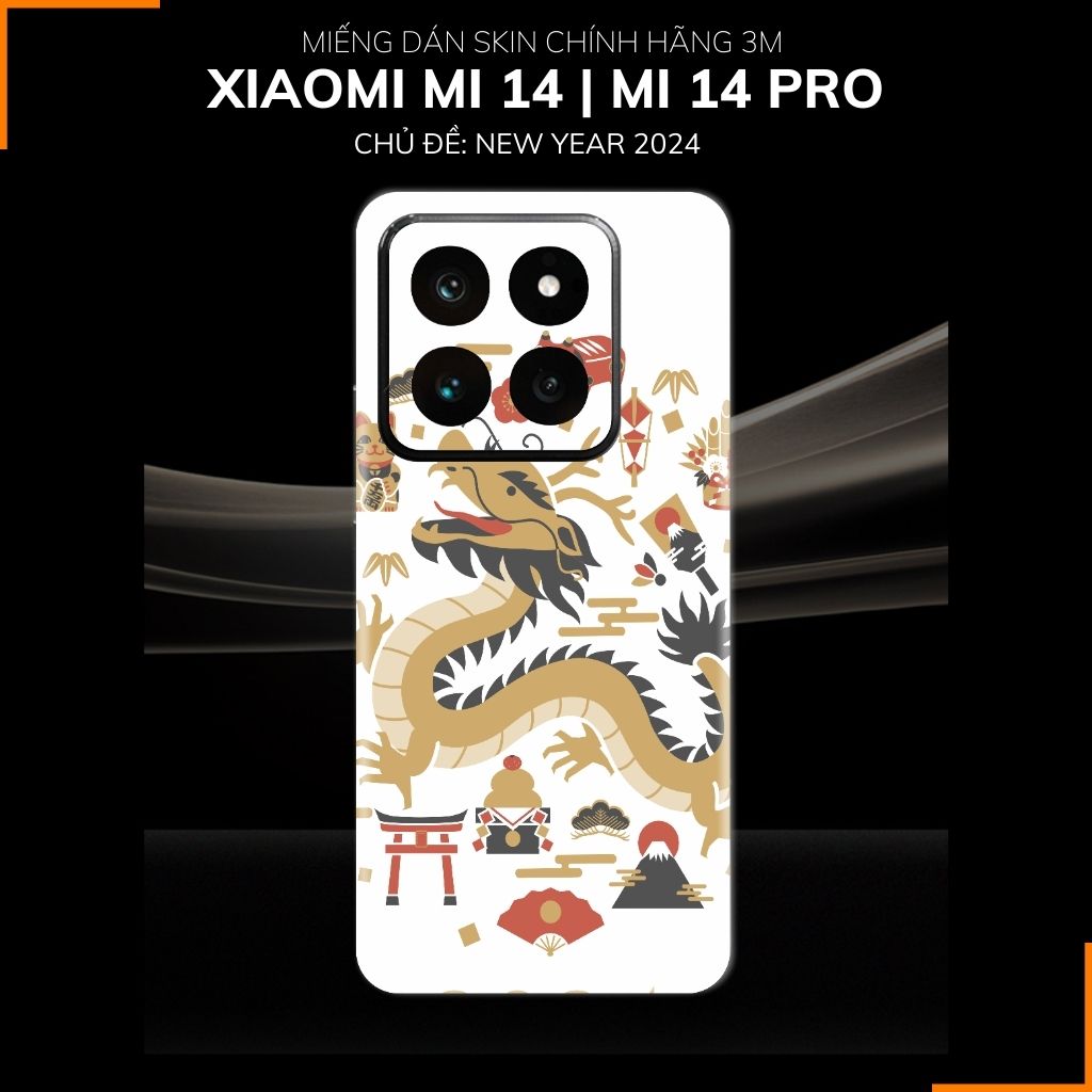 Dán skin điện thoại Xiaomi Mi 14 , Mi 14 Pro full body và camera nhập khẩu chính hãng USA in hình NEW YEAR 2024 - SKD Q02 phụ kiện điện thoại huỳnh tân store