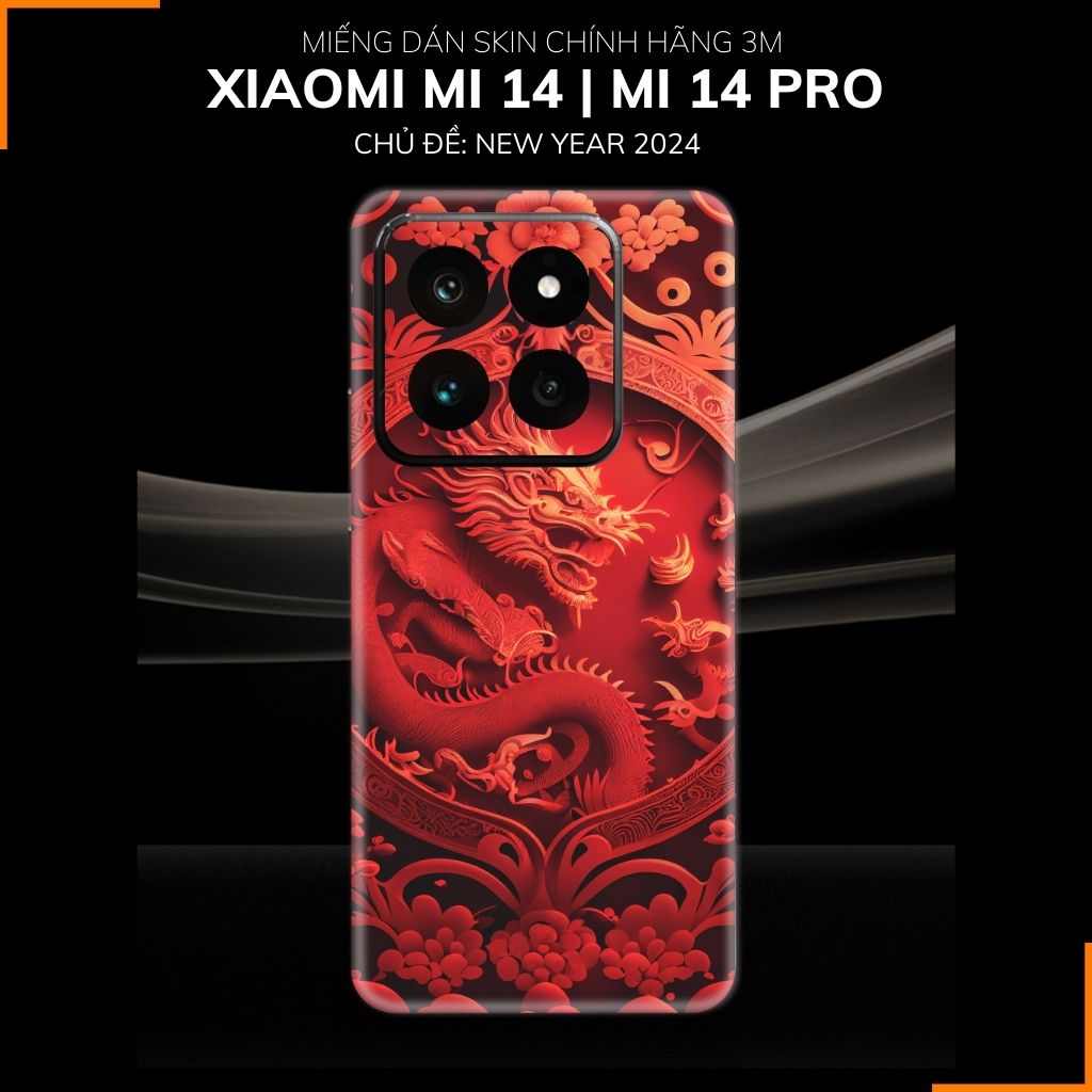 Dán skin điện thoại Xiaomi Mi 14 , Mi 14 Pro full body và camera nhập khẩu chính hãng USA in hình NEW YEAR 2024 - SKD Q18 phụ kiện điện thoại huỳnh tân store