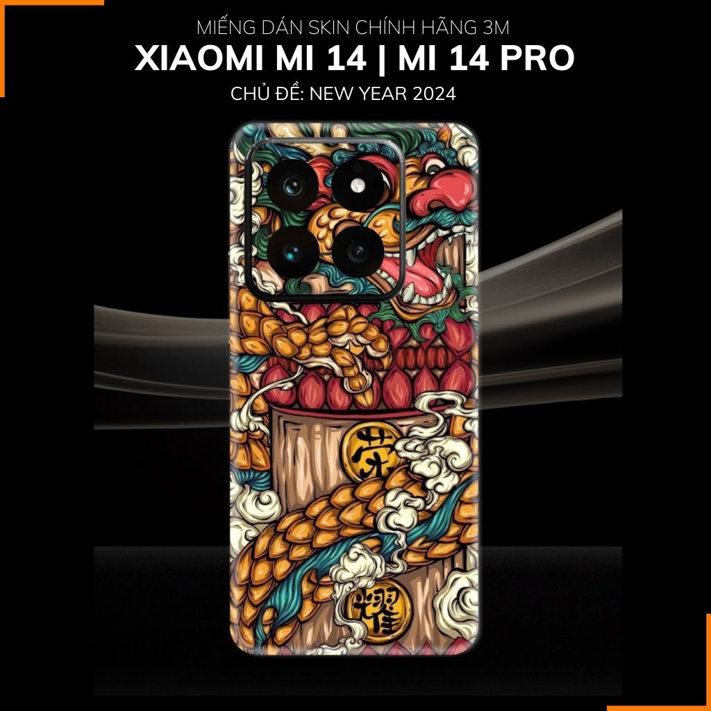 Dán skin điện thoại Xiaomi Mi 14 , Mi 14 Pro full body và camera nhập khẩu chính hãng USA in hình NEW YEAR 2024 - SKD Q39 phụ kiện điện thoại huỳnh tân store