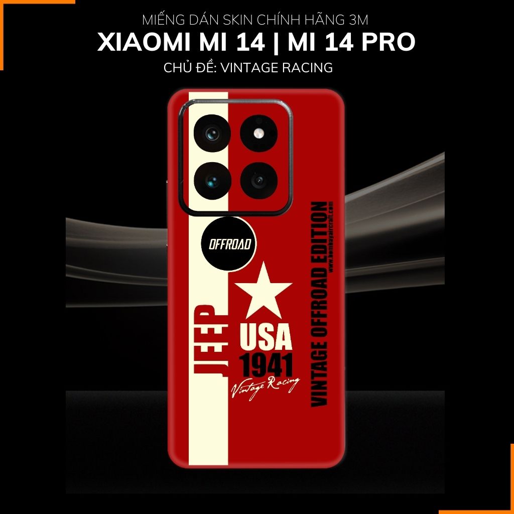 Dán skin điện thoại Xiaomi Mi 14 , Mi 14 Pro full body và camera nhập khẩu chính hãng USA in hình VINTAGE RACING - SKD O19 phụ kiện điện thoại huỳnh tân store