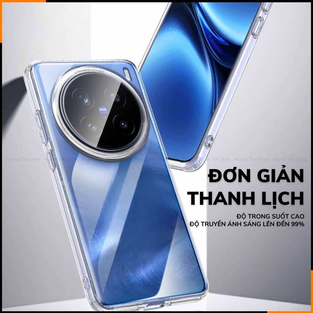 Ốp lưng VIVO X200 PRO | X200 PRO MINI chống sốc CLEAR COLOR VER 4 trong suốt không ố vàng bảo vệ camera