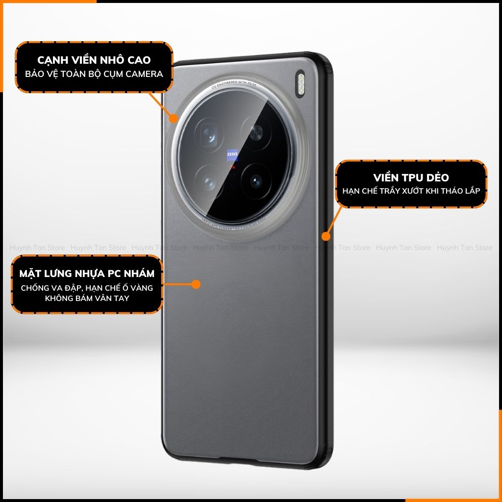 Ốp lưng Vivo x200 pro chống sốc bảo vệ camera chống vân tay nhám viền màu ver 2