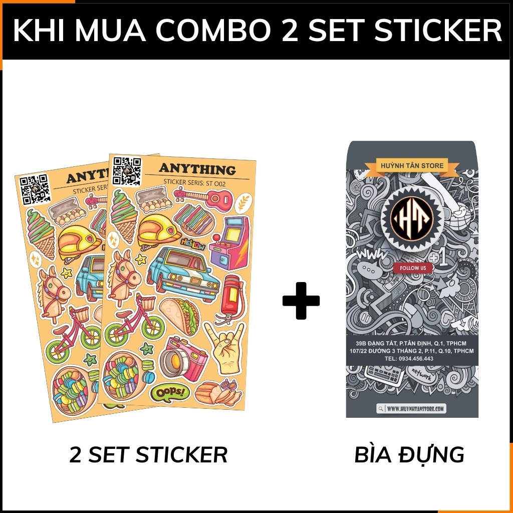 Bộ hình dán sticker Anything ST O02 đa dạng với mẫu trang trí độc đáo làm mới không gian với mọi bề mặt gỡ không để keo phụ kiện huỳnh tân store