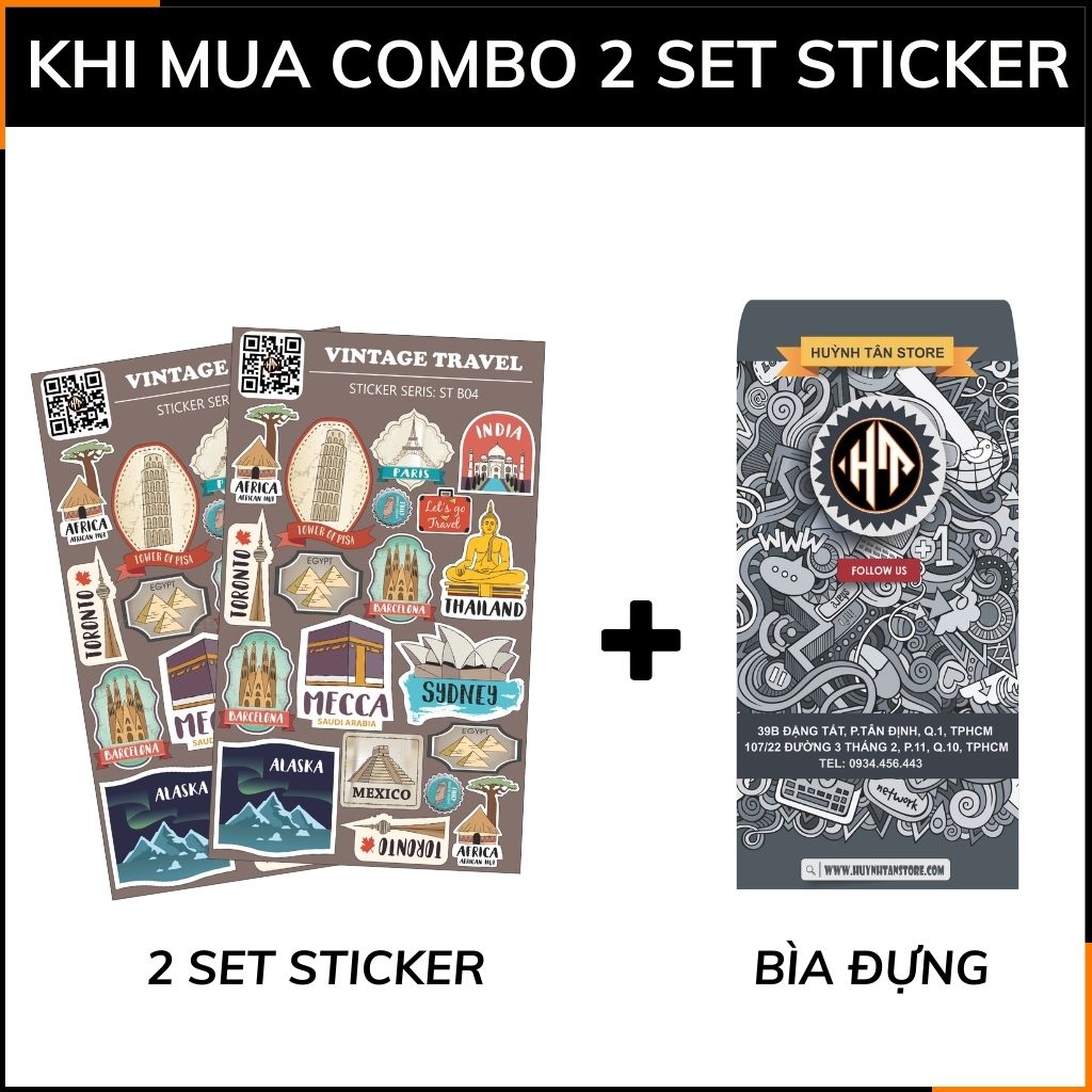 Bộ hình dán sticker du lịch Vintage Travel ST B04 đa dạng mẫu trang trí làm mới không gian với mọi bề mặt gỡ bỏ dễ dàng phụ kiện huỳnh tân store