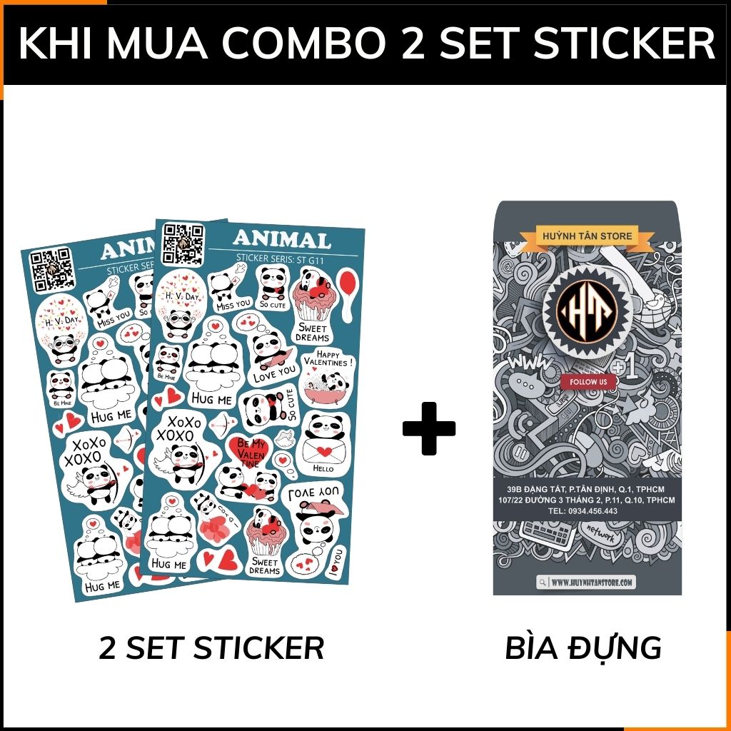 Sticker gấu Panda đáng yêu Animal ST G11 chống thấm xước dán trên mọi bề mặt dễ dàng gỡ bỏ không để lại keo phụ kiện huỳnh tân store
