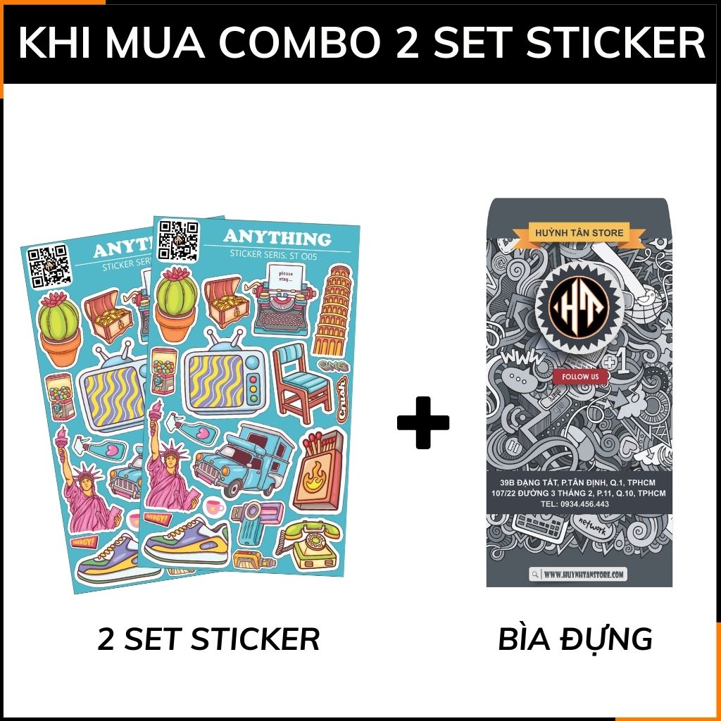 Hình dán sticker đẹp Anything ST O05 chất liệu vinyl phủ lớp chống thấm xước bay màu phù hợp dán mọi bề mặt phụ kiện huỳnh tân store