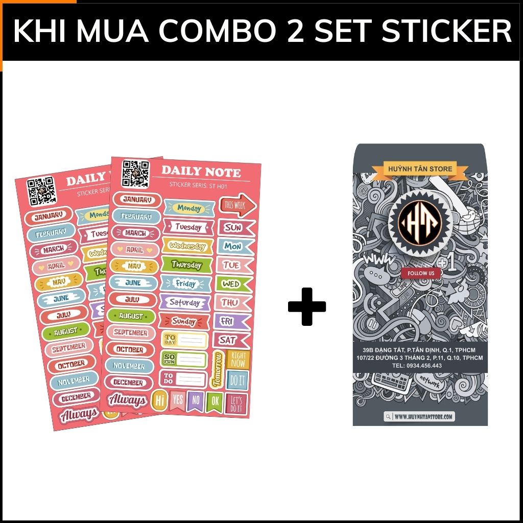 Bộ hình dán sticker Daily Note ST H01 đa dạng với mẫu trang trí độc đáo làm mới không gian với mọi bề mặt phụ kiện huỳnh tân store