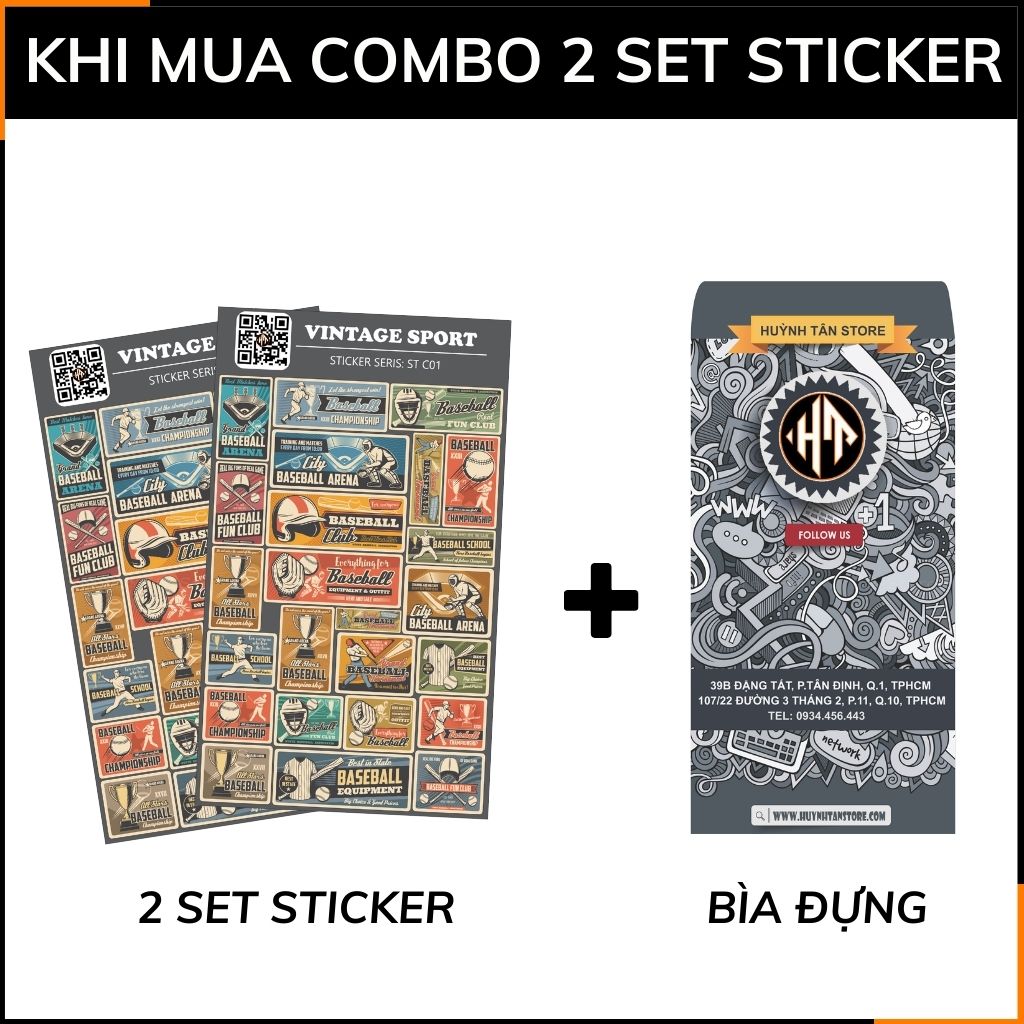 Sticker du lịch Vintage Sport ST C01 chống thấm xước dán trên mọi bề mặt dễ dàng gỡ bỏ không để lại keo phụ kiện huỳnh tân store