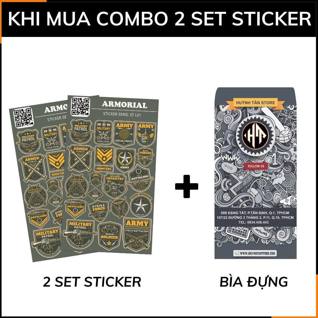 Hình sticker huy hiệu quân đội Armorial ST L01 chống phai màu dán mũ bảo hiểm vali laptop điện thoại xe máy phụ kiện huỳnh tân store