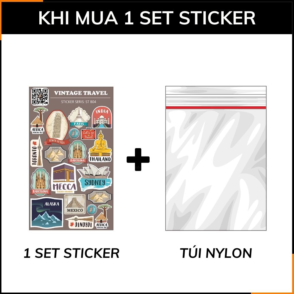 Bộ hình dán sticker du lịch Vintage Travel ST B04 đa dạng mẫu trang trí làm mới không gian với mọi bề mặt gỡ bỏ dễ dàng phụ kiện huỳnh tân store