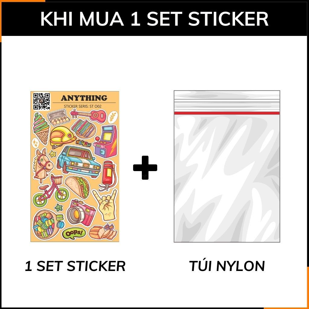 Bộ hình dán sticker Anything ST O02 đa dạng với mẫu trang trí độc đáo làm mới không gian với mọi bề mặt gỡ không để keo phụ kiện huỳnh tân store