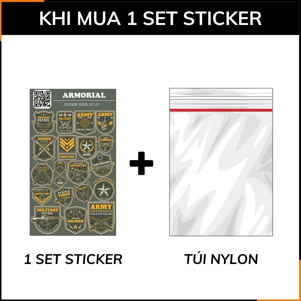 Hình sticker huy hiệu quân đội Armorial ST L01 chống phai màu dán mũ bảo hiểm vali laptop điện thoại xe máy phụ kiện huỳnh tân store
