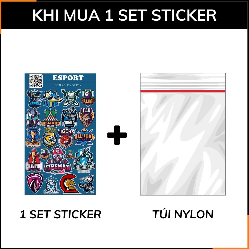 Hình dán sticker thể thao điện tử Esport ST K05 chống thấm xước dán và gỡ bỏ dễ dàng không để lại keo trang trí phụ kiện huỳnh tân store