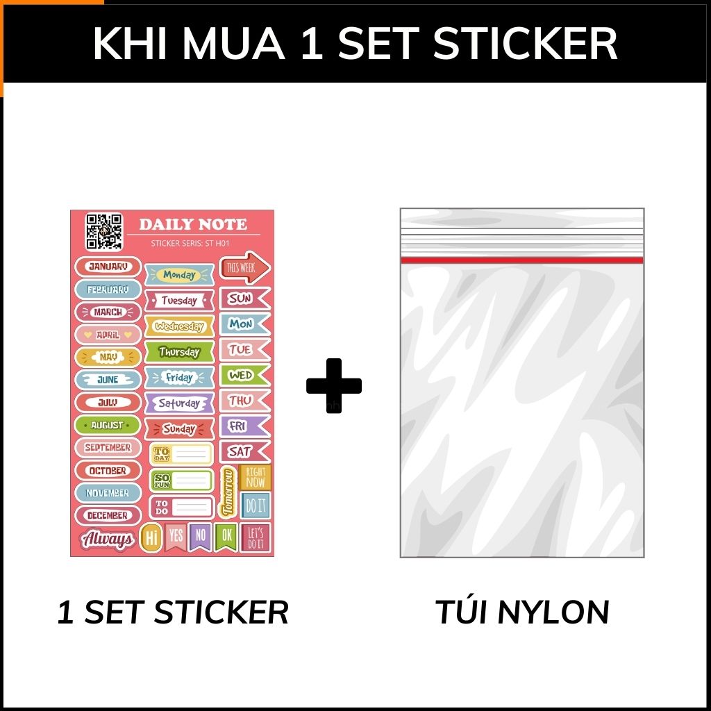 Bộ hình dán sticker Daily Note ST H01 đa dạng với mẫu trang trí độc đáo làm mới không gian với mọi bề mặt phụ kiện huỳnh tân store