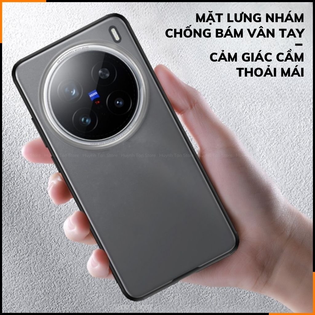 Ốp lưng Vivo x200 pro chống sốc bảo vệ camera chống vân tay nhám viền màu ver 2