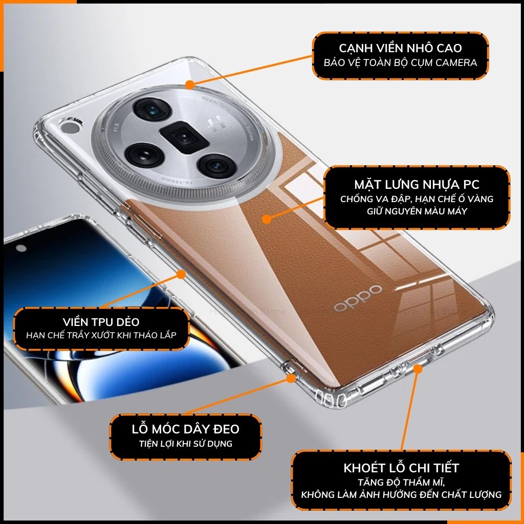 Ốp lưng oppo Find x8  chống sốc CLEAR COLOR VER 4 trong suốt bảo vệ camera