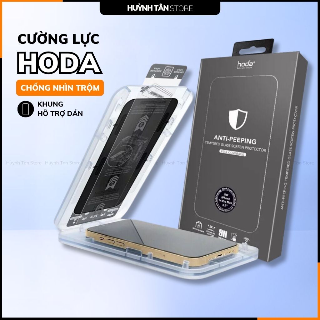 Kính cường lực iphone 16 Pro Max ip 16 Pro chống nhìn trộm kèm khung tự dán chính hãng HODA