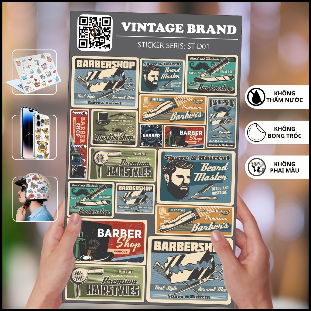 Hình sticker thương hiệu Vintage Brand ST D01 chống phai màu dán mũ bảo hiểm vali laptop xe máy phụ kiện huỳnh tân store