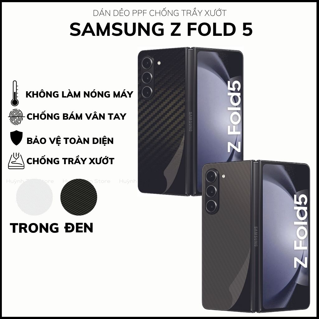 Miếng dán samsung z fold 5 carbon trong và đen chống trầy xướt chống bám vân tay phụ kiện điện thoại huỳnh tân store