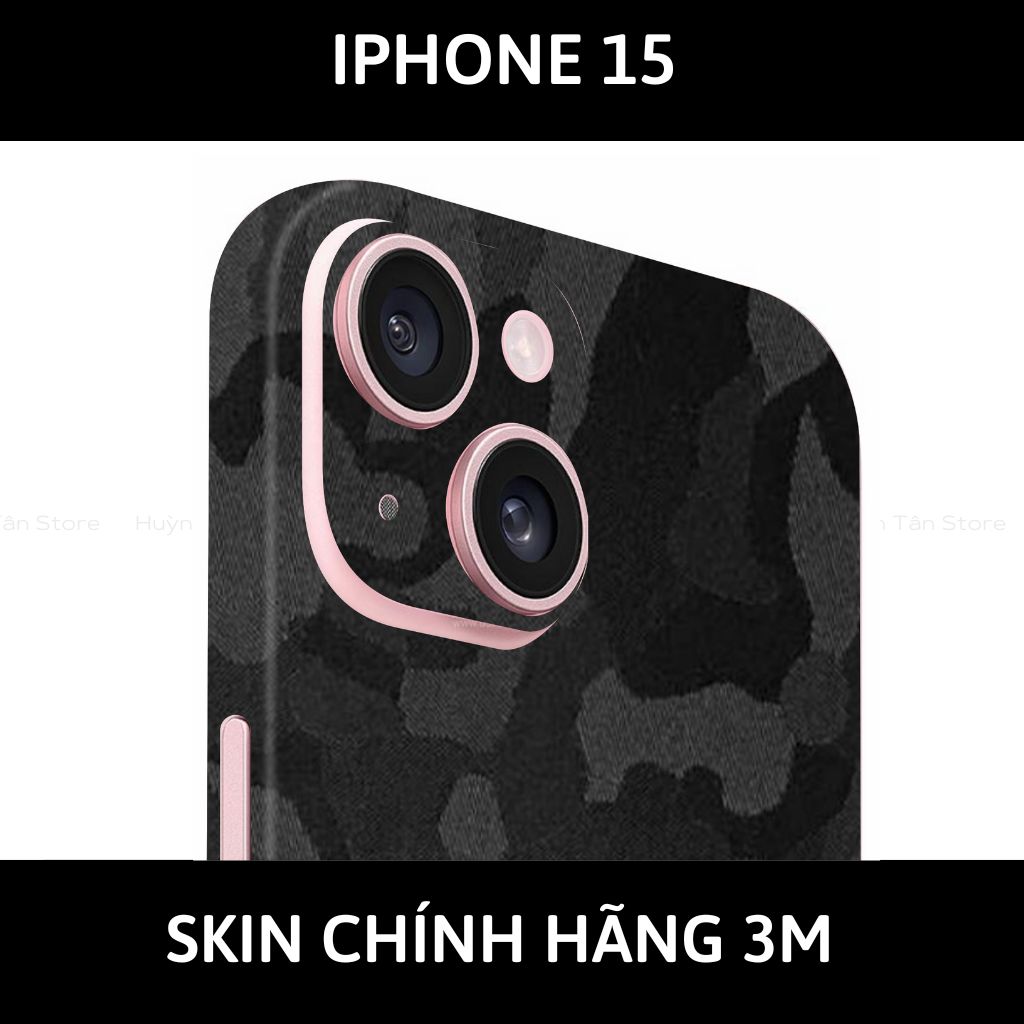 Dán skin điện thoại Iphone 15, Iphone 15 Plus full body và camera nhập khẩu chính hãng USA phụ kiện điện thoại huỳnh tân store - CAMO BLACK - Warp Skin Collection