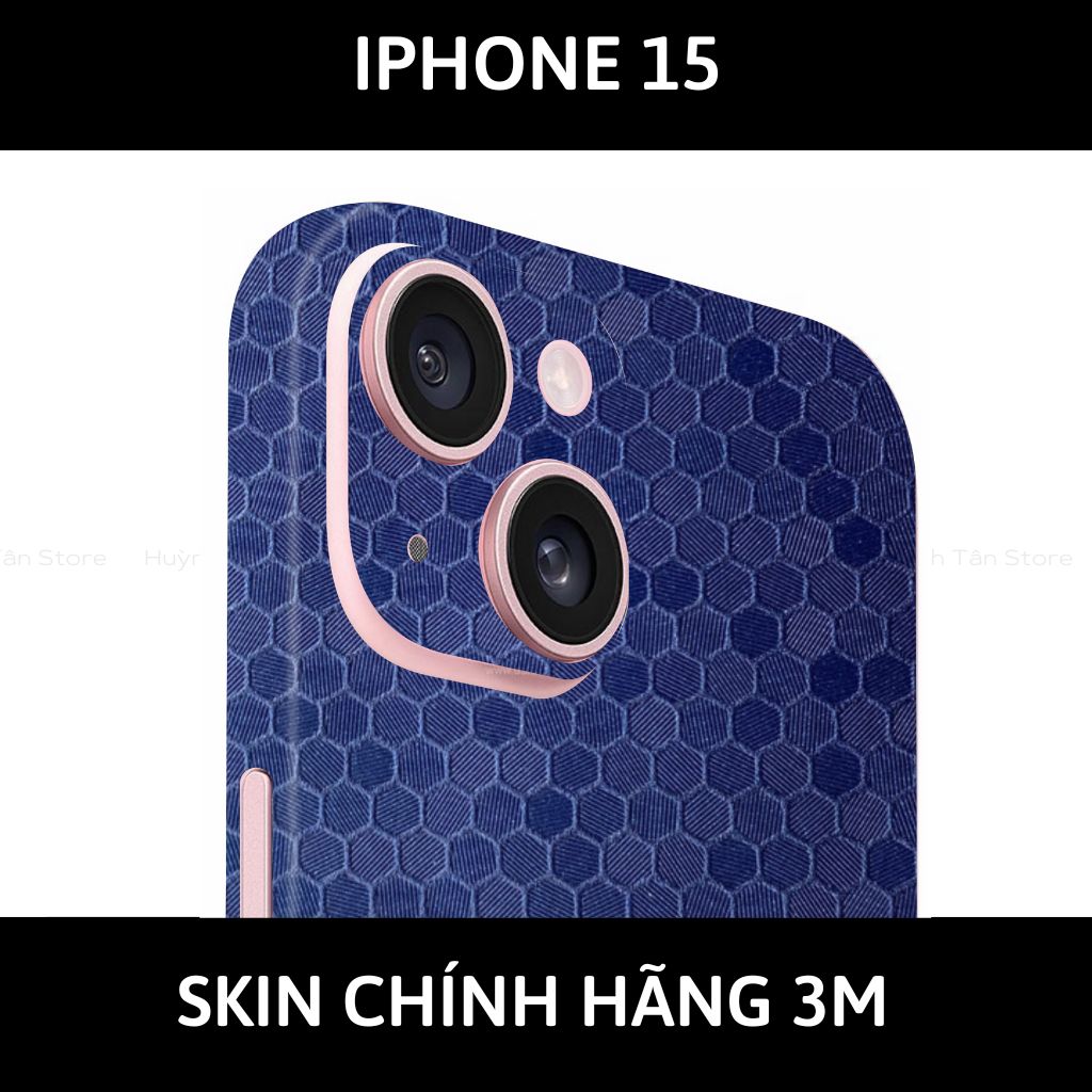 Dán skin điện thoại Iphone 15, Iphone 15 Plus full body và camera nhập khẩu chính hãng USA phụ kiện điện thoại huỳnh tân store - HONEYCOMB BLUE - Warp Skin Collection