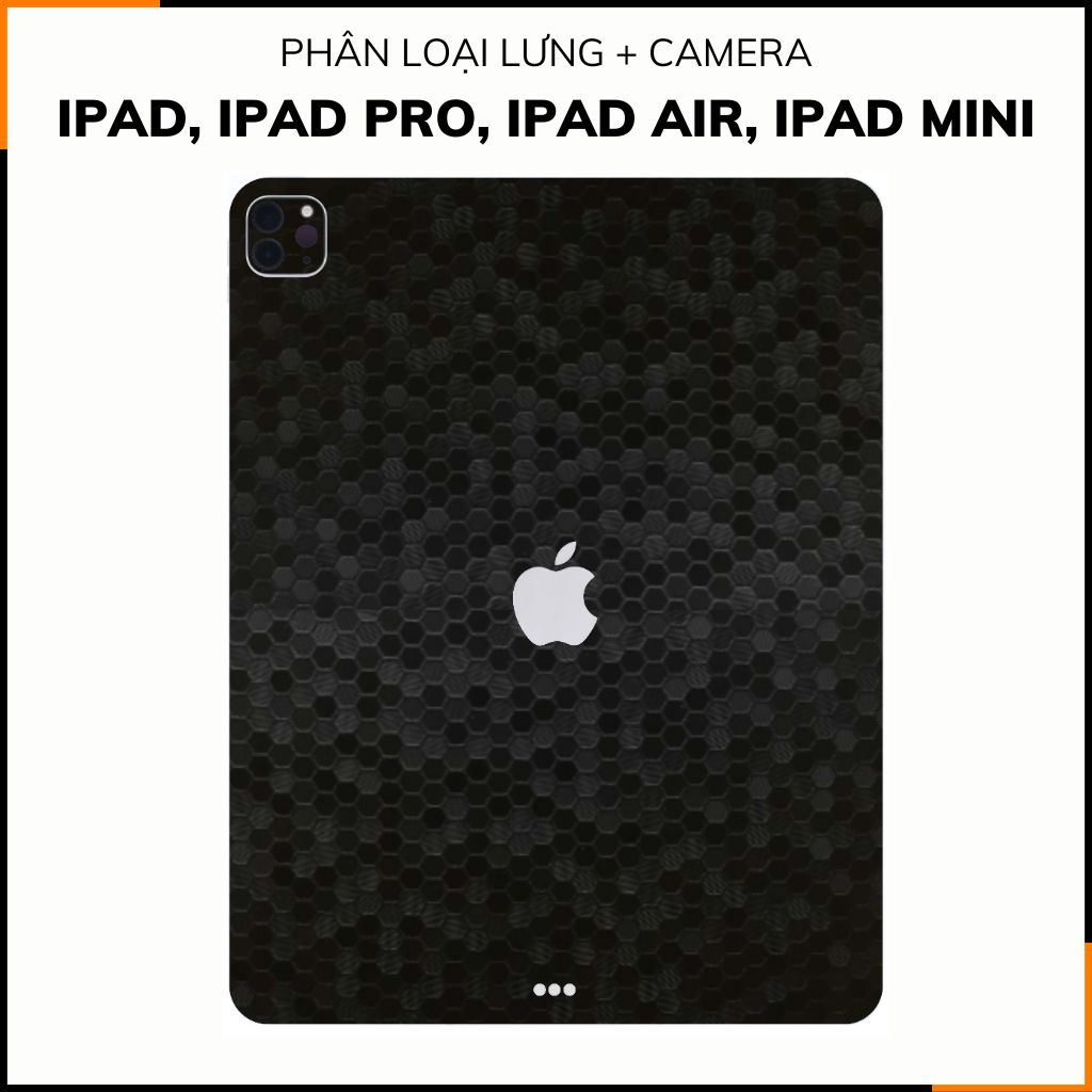 Dán skin ipad , ipad pro, ipad air , ipad mini full body và camera chính hãng 3M - HONEYCOMB BLACK  - SK-B11-05 phụ kiện điện thoại huỳnh tân store