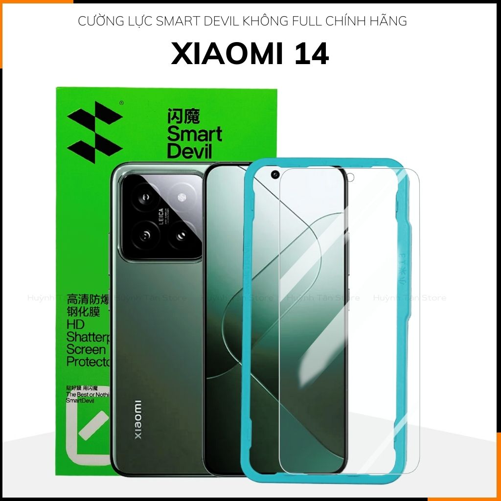 Kính cường lực xiaomi mi 14 trong suốt KHÔNG FULL MÀN chống bám vân tay chính hãng SMART DEVIL huỳnh tân store