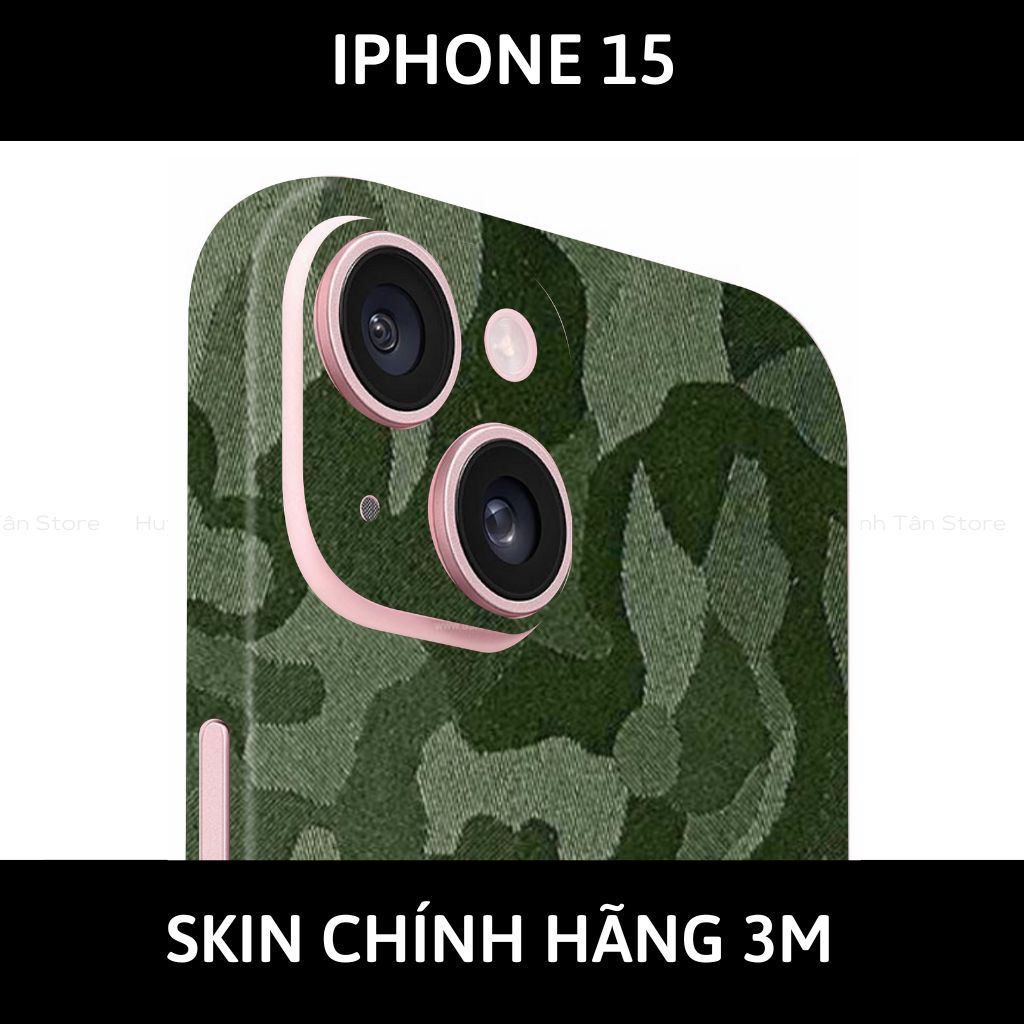 Dán skin điện thoại Iphone 15, Iphone 15 Plus full body và camera nhập khẩu chính hãng USA phụ kiện điện thoại huỳnh tân store - CAMO GREEN - Warp Skin Collection