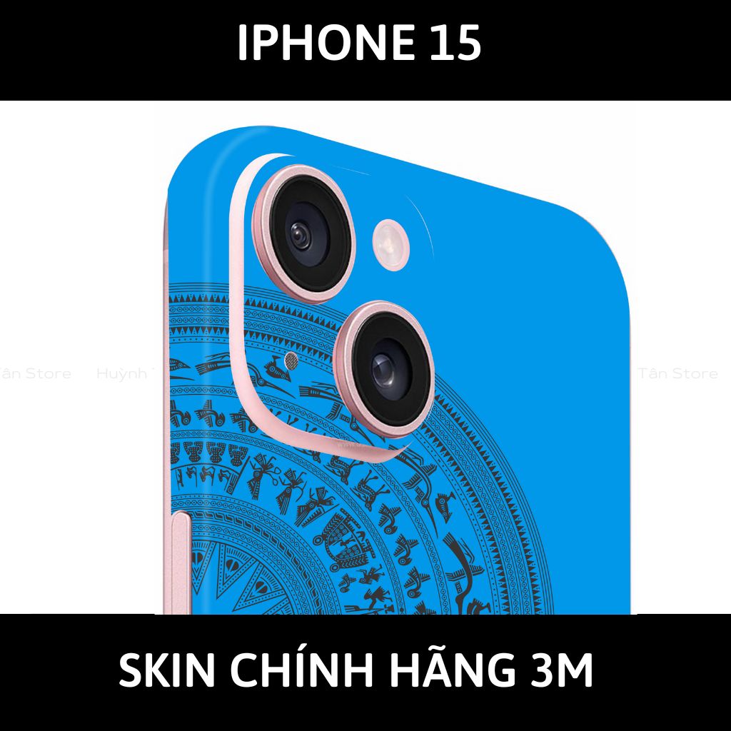 Dán skin điện thoại Iphone 15, Iphone 15 Plus full body và camera nhập khẩu chính hãng USA phụ kiện điện thoại huỳnh tân store - NỬA TRỐNG ĐỒNG BLUE - Warp Skin Collection