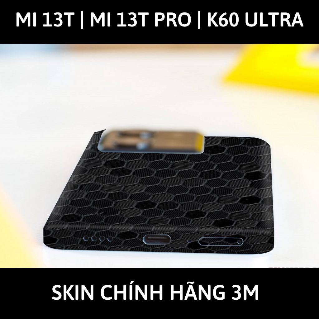 Dán skin điện thoại Mi 13T | Mi 13T Pro  | K60 Ultra full body và camera nhập khẩu chính hãng USA phụ kiện điện thoại huỳnh tân store - HONEYCOMB BLACK - Warp Skin Collection