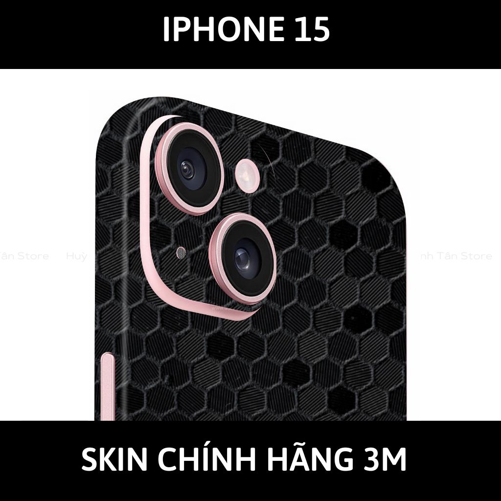 Dán skin điện thoại Iphone 15, Iphone 15 Plus full body và camera nhập khẩu chính hãng USA phụ kiện điện thoại huỳnh tân store - HONEYCOMB BLACK - Warp Skin Collection