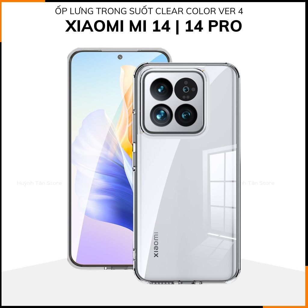 Ốp lưng xiaomi mi 14, mi 14 pro chống sốc CLEAR COLOR VER 4 trong suốt không ố vàng bảo vệ camera phụ kiện huỳnh tân store